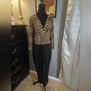 Torrid Leopard Print Jumpsuit with Black Bottoms